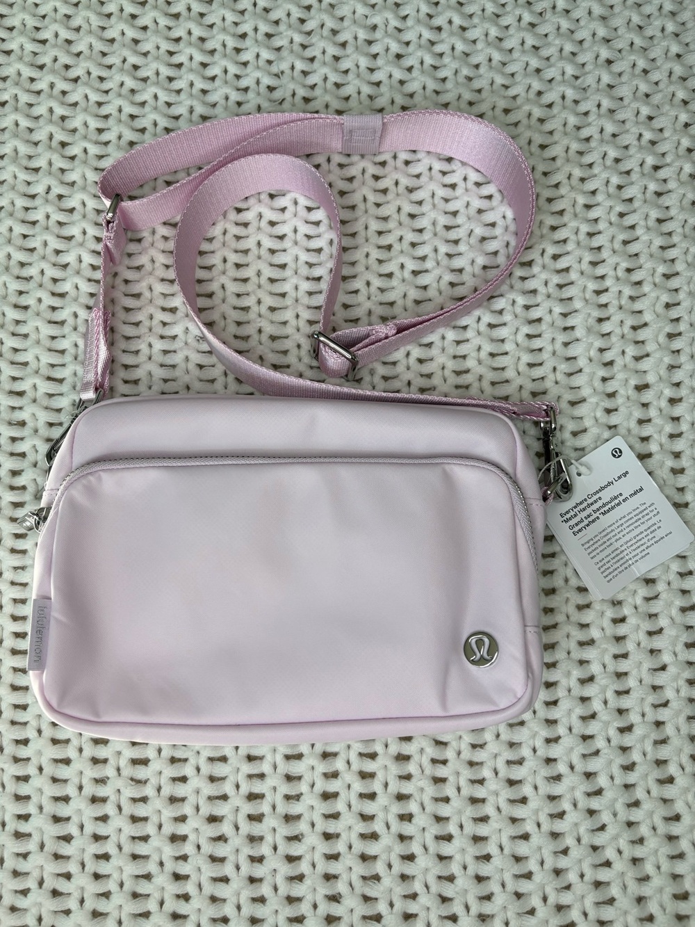 NWT lululemon everywhere crossbody bag large *metal hardware 3L in pink organza